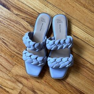 Lavender Memory Foam Square Toe Slip on Sandal